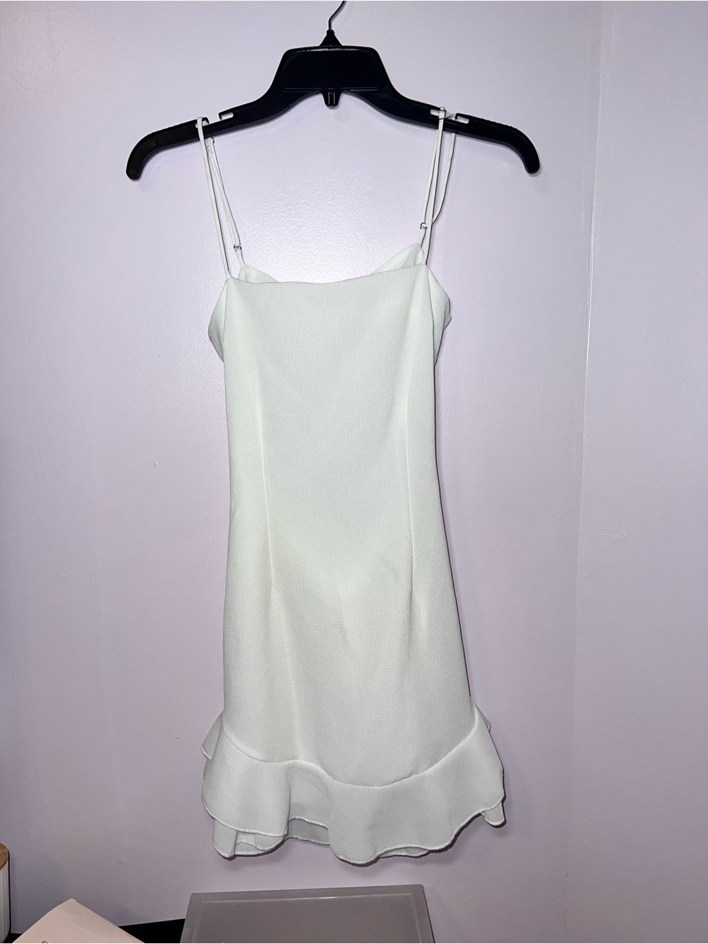 Lucy in the Sky Ivory Spaghetti-Strap Ruffle-Hem Mini Dress